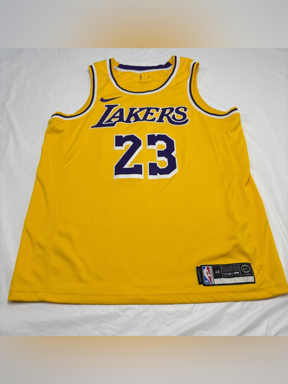 Nike LeBron James #23 LA LAKERS Jersey Swingman Dri Fit Men’s 48 Large